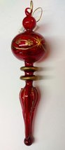 Etched Glass Red and Gold Ornament (8 inch, A) - $15.00
