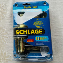 Vintage Schlage F40V ACC 605 Bright Brass Lever Bed &amp; Bath Keyless Left ... - $29.65