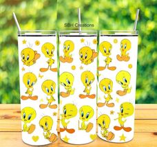 1-20oz  Cartoon Bird Tweety insulated Tumbler with sliding lid &amp; straw - $19.80
