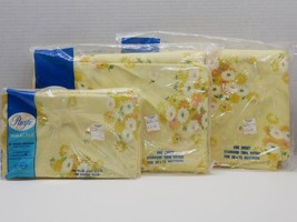 Vtg Pacific Miracale Set of 2 Standard Pillowcases &amp; Fitted Sheets Yellow - £35.25 GBP