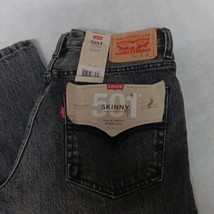 Levi&#39;s 501 Skinny Jeans 28x28 16 Regular Black Stretch New With Tags - $34.95