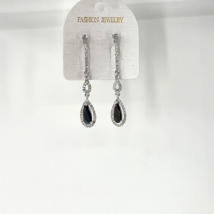 Fashion Jewelry Earrings Long Dangle Drop Black Stone Rhinestone Bling - NEW - £7.88 GBP