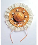 NEW Handmade Straw Hat Flowers, Lace, Ribbon Decorative Wall Hanging Hom... - $11.02 CAD