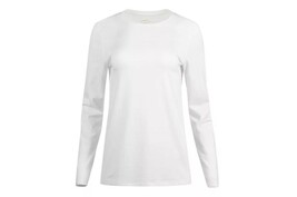 Blue Mountain YLK-1071 White Women&#39;s Long-Sleeve Solid Scoop Neck T-Shir... - $27.90
