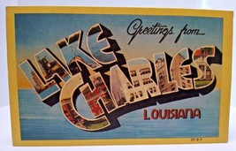 Greetings From Lake Charles Louisiana Large Letter Postcard Linen 1949 Dexter - £12.42 GBP