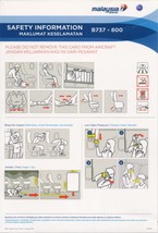 MALAYSIA AIRLINES (MAS) | 737-800 | August 2013 | Safety Card - $5.00