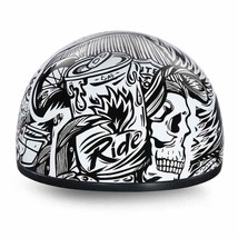 Daytona Skull CAP Half Helmet Live Fast DOT Approved Biker Daytona Helme... - £73.25 GBP