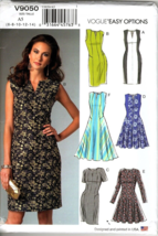 Vogue V9050 Semi Fitted Lined Dress Misses Size 6 to 14 UNCUT Sewing Pattern - $19.69