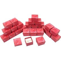 Pink Rose Filled Cotton Ring Gift Boxes Jewelry Displays Kit 100 Pcs - £65.25 GBP