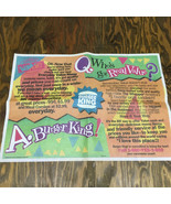 Vintage Burger King tray liner paper placemat thrill o rama kids club va... - $19.75