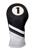 Majek Golf Headcover Black and White Vintage Leather Style #1 Driver Head Cover - £17.75 GBP