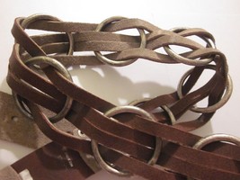 Italian Vintage Leather Belt Heavy Thick Metal 46 Inch Looped Made In Italy - £30.95 GBP