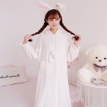 Pom Pom Bunny Nightgown | Women Sleep Gown One Piece Nightdress Pajama - £35.97 GBP