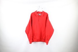 NOS Vintage 90s Streetwear Mens Medium Blank Heavyweight Collared Sweatshirt Red - £44.17 GBP
