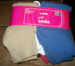 FADED GLORY Girl's Socks - 6 Pair - Sz. Lg (Shoe Sizes 4-10) Style #5414 - NIP - £5.49 GBP