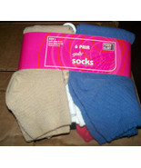 FADED GLORY Girl&#39;s Socks - 6 Pair - Sz. Lg (Shoe Sizes 4-10) Style #5414... - £5.49 GBP