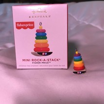 Hallmark 2021 Fisher Price Rock A Stack Baby Rainbow Rings Miniature Ornament - £17.50 GBP
