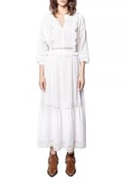 Zadig Voltaire Ritual Lace and Broderie Anglaise Trimmed Prairie Dress $... - $3,169.04 MXN