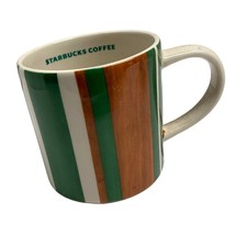 Starbuck Coffee Cup Mug Large Striped 16 oz Striped Green Wood Grain Loo... - $18.81