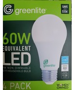 Greenlite A19 LED 4 Pack 9w/60w 800 Lumens 3000K Bright White - $9.46