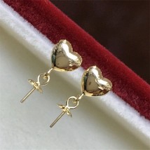 Genuine AU 750 Gold Heart Shape Earrings Mountings Findings Jewelry Settings Acc - £57.72 GBP