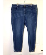 J Jill Jeans Authentic Fit Size 18 Med Wash Denim Slim Ankle Frayed Curv... - $314.46 MXN