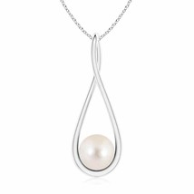 ANGARA Solitaire Freshwater Pearl Cradle Pendant in 14K Solid Gold - £381.73 GBP
