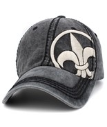 Fleur De Lis Coat of Arms Black Cap Vintage Adjustable Hat by KB Ethos - £14.27 GBP