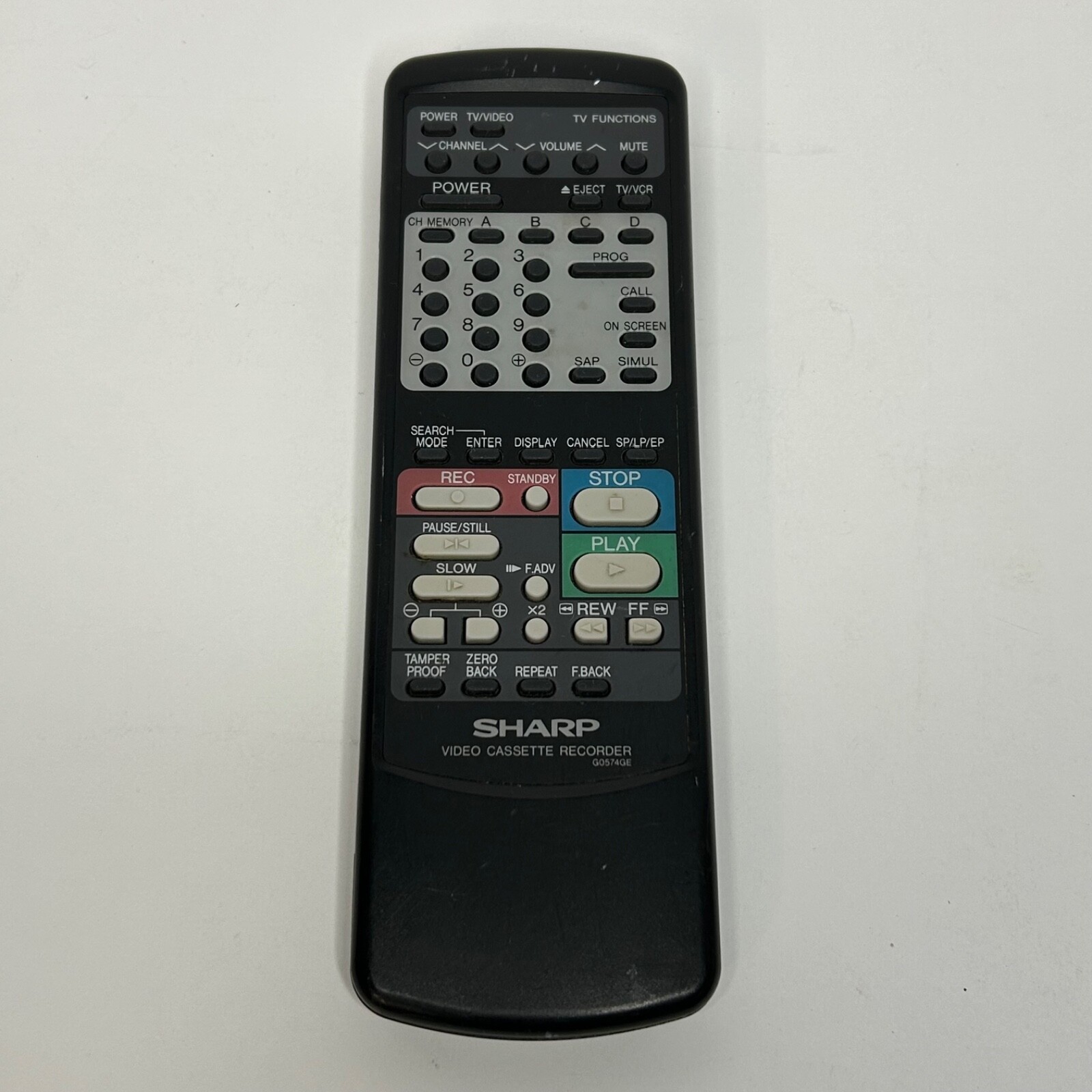 SHARP G0574GE VCR Remote for VC6610 VC6610U VCA5640 VCA610 VCA610U VCH860 OEM  			