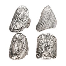 Vintage New Unique Beautiful MiDi Ring 4pcs/Set Tibetan Antique Silver Plated Bo - £9.82 GBP