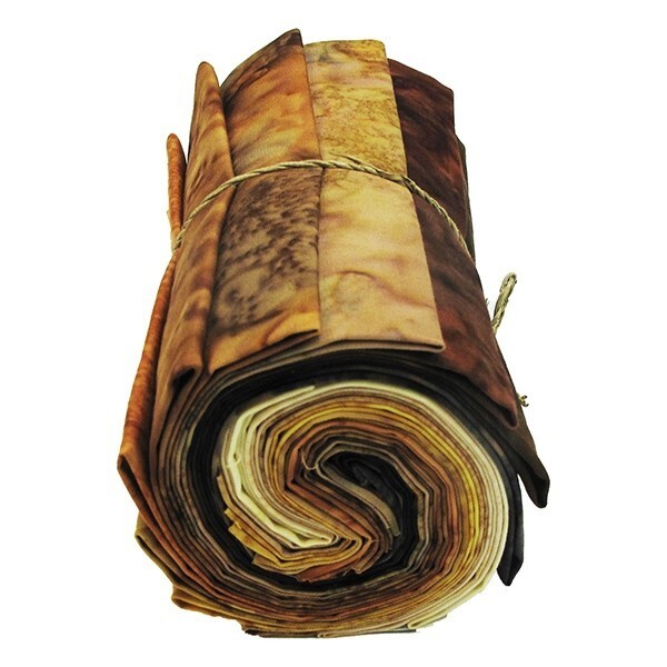 12 Fat Quarters Hoffman 1895 Watercolors Caramel and Coffee Batiks M527.10 - $35.97