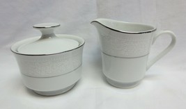 Momoyama Fine china Japan  White on White Creamer &amp; Lidded Sugar Bowl - £23.77 GBP