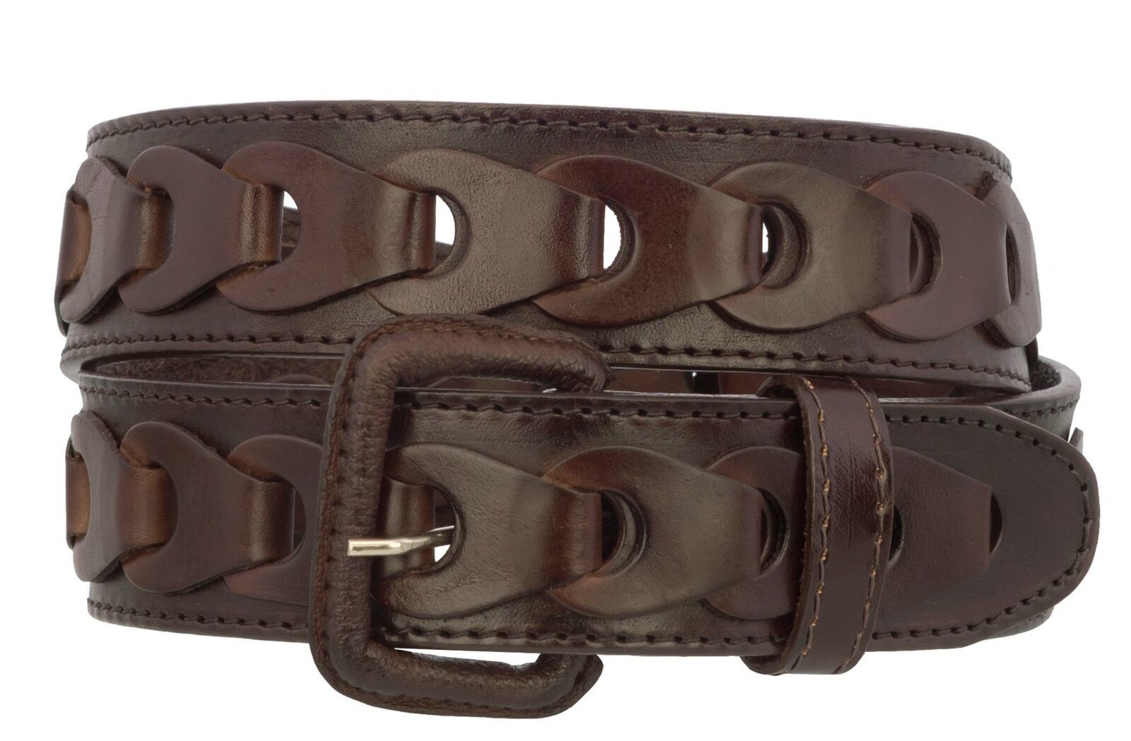 Mens Braided Real Leather Cowboy Jean Belt Removable Buckle Western Dres... - $18.99