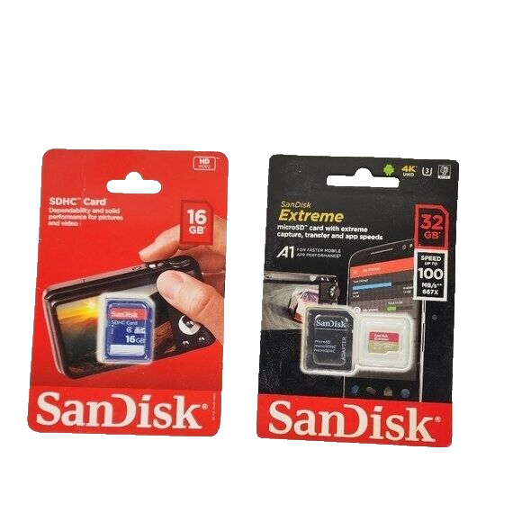 SanDisk Extreme 32 GB nd SDHC 16 GB Lot of Two SD Cards NWT - £15.48 GBP