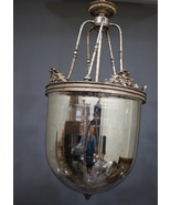 Large Huge Colonial Bell Jar Glass Lantern Chandelier Pendant with Bronze Finish - $2,055.79 CAD