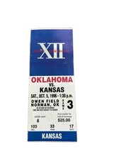 1996 Oklahoma Sooners 1st  BIG 12 Conf. Game vs. Kansas 10/5/1996 - £19.57 GBP