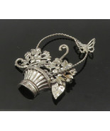 925 Sterling Silver - Vintage Flower Basket Twist Handle Brooch Pin - BP... - $63.92 CAD