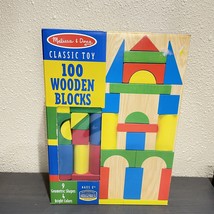 Melissa &amp; Doug Wooden Building Blocks Set - 100 Blocks in 4 Colors and 9 Shapes - £18.59 GBP