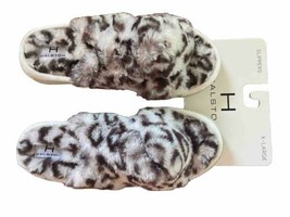 Halston Women&#39;s Slippers Animal Print Faux Fur Soft X-Large 9.5 /10.5 - £22.94 GBP