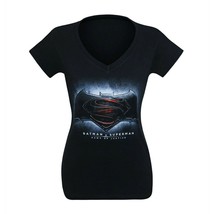 Batman Vs Superman Symbol Women&#39;s V-Neck T-Shirt Black - £8.78 GBP