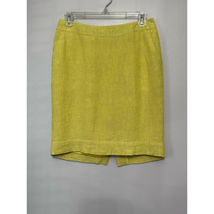 Merona Straight Skirt Women&#39;s 2 Yellow Solid Mini Back Slit Lined Linen Blend - £9.74 GBP