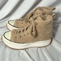 Steve Madden Faux Shearling PlShaft Platform High-Top Sneakers in Natural Size 9 - $51.41