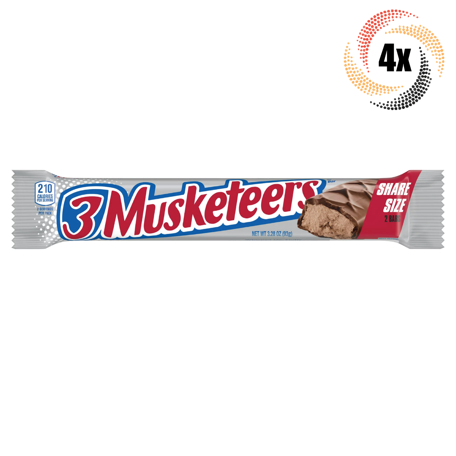 4x Packs 3 Musketeers King Size Chocolate Candy Bars | 3.28oz | 2 Bars Per Pack - £12.60 GBP