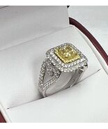 2.23 Ct Cushion Cut Natural Light Yellow Diamond Engagement Ring 18k Whi... - $10,596.47 CAD