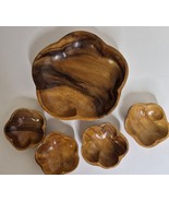 Vintage 5 Piece Solid Wood Bowl Set for Salads Bowls Monkey-Pod - $415.71 MXN