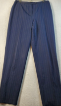 Harve Benard Dress Pants Women Size 8 Blue Stripe Flat Front Straight Leg Pocket - £14.69 GBP