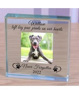 Dog Memorial Never Forgotten Personalised Photo Engraved Glass Block Pap... - £11.97 GBP