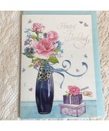 Happy Birthday Card  Pink Roses Bow Bouguet of Roses Gifts - £3.20 GBP