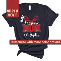 Custom Personalized Glitter Lacrosse Mom Design Unisex Soft Jersey T Shirt - $23.95+