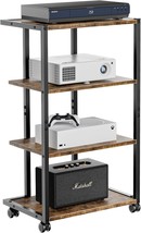 Aquzee Av Media Stand With Wheels, 4-Tier Game Console Shelf, Rolling, Wood - $1,459.97 MXN